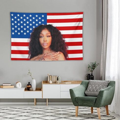 EAGLEG Singer Flag Wall Tapestry Print Wall Hanging Blanket Polyester Fabric Decoration for Homes, Dorms, and Apartments in Saudi Arabia