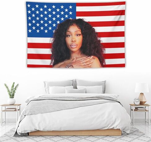 EAGLEG Singer Flag Wall Tapestry Print Wall Hanging Blanket Polyester Fabric Decoration for Homes, Dorms, and Apartments in Saudi Arabia