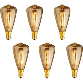Vintage Edison Light Bulbs Dimmable, E12 40W ST48 Candelabra Incandescent Bulbs, 2200K Amber Warm ST48 Squirrel Cage Lights Warm Decorate Restaurant Coffee Shop Kitchen, 110V (6-Pack)