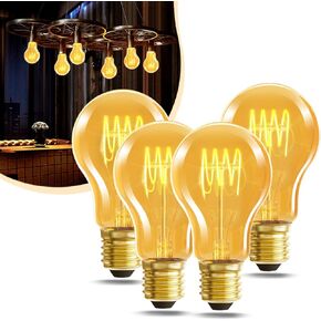 HESSION A19 Vintage LED Edison Bulbs, 4W Equivalent 40W LED Bulbs, 400 Lumens 2300K Warm Light, E26 Base Dimmable A19 Light Bulb for Light Fixture, Pack of 4