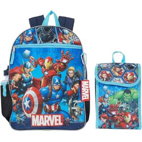 Marvel Backpack for Boys 4-8 Years 16 inch, 5 Piece Set, Kids Backpack with Lunch Box, Ideal for Back to School & Elementary Age