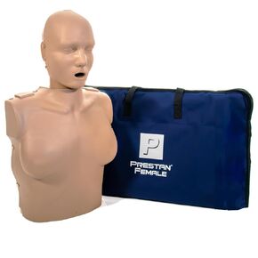 PRESTAN Professional Adult Female Manikin with CPR Feedback, Single (Dark Skin); Includes 10 Adult Face-Shield/Lung-Bags, Carry Bag and Instructions