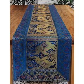 مفرش طاولة بتصميم فيل مقاس 60 × 16 بوصة مزخرف بالحرير لطاولة المطبخ العرقية لحفلات الزفاف وحفلات أعياد الميلاد باللون البرتقالي 1 in Kuwait