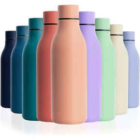 18.5oz Stainless Steel Water Bottle Double Wall Vacuum Insulated Sports Water Bottle Leak Proof Metal Sports Water Bottle Keeps Drink Hot and Cold BPA Free(Light Pink,18.5oz)