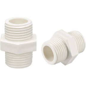 uxcell PVC Pipe Fitting Hex Nipple G1/2 X G1/2 Male Thread Adapter Connector 5pcs