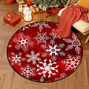Round Rug 3ft Dark Blue White Snowflakes Stars Soft Foam Washable Circle Rugs Kids Play Mat Nursery Rug Floor Carpet for Bedroom Living Room Home Decor