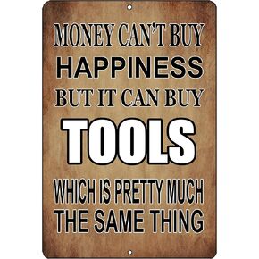 Rogue River Tactical Funny Mechanic Shop Metal Tin Sign Wall Decor Man Cave Bar Money Happiness Tools