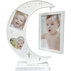 Star and Moon Picture Frame Vertical Photo Frame Vintage Picture Frame Decorative Photo Frames Picture Display Frame Ideal for Wedding Valentines Day Housewarming Gifts (White)