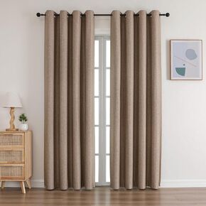 Blackout Curtains 84 Inch Length 2 Panels Set, Thermal Insulated Long Curtains, Room Darkening Grommet Curtains for Living Room Bedroom Window (Light Coffee, 52W x 84L)
