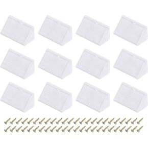 uxcell 100 Pcs 90 Degree Plastic Corner Braces, 20x42x20mm Shelf Right Angle Brackets with Screws for Cabinets Cupboards, White