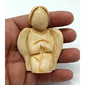 Zuluf Mini Handcrafted Olive Wood Praying Angel Statue (3") - Faceless Design from Bethlehem, The Holy Land | ANG001