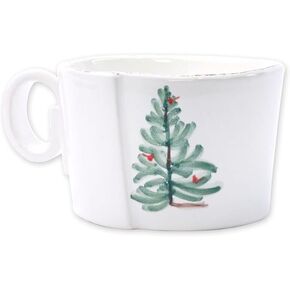 Vietri Lastra Holiday Jumbo Cup 4.75" D, 3.25" H Stoneware Ceramic Cup, Elegant Coffee Mug Drinkware