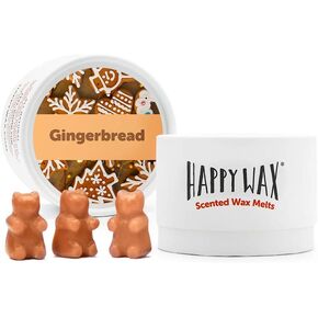 Happy Wax Gingerbread Scented Bear Wax Melts - Natural Strong Scented Holiday Wax Melts Infused w/Essential Oils - Non Toxic Wax Melt & Pet Safe Wax Melts - (4 oz Tin)