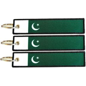 JAVD Pakistan Flag Keychain Tag with Key Ring - Keys, Cars, Motorcycles, Backpacks, Luggage and Gifts - EDC (3 Pack)