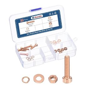 20pcs M4 Socket Head Cap Screws Bolts Nuts Assortment Kit - [M4-0.7x16mm] Red Copper Fully Threaded Hex Screw for 3D Printer Use