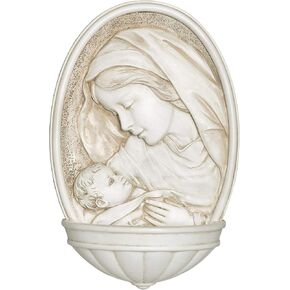 Joseph's Studio by Roman - Madonna and Child Holy Water Font, Renaissance Collection, 8" H, Resin and Stone, Religious Gift, Decoration, Collection, Durable, Long Lasting