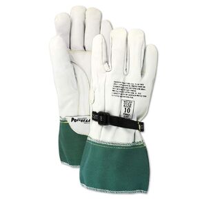 MAGID Leather Electrical Work Gloves, 1 Pair, 9/L, 13 in., Electricians Gloves, Leather Work Gloves With Pull Strap And Plastic Buckle, Electrical Gloves For Electrician High Voltage Gloves, 12604