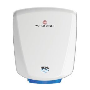 World Dryer Q-974A VERDEdri Commericial Hi-Speed Quick-Dry Surface-Mounted ADA Compliant Hand Dryer, Aluminum Cover in White,Universal Voltage 110-240V