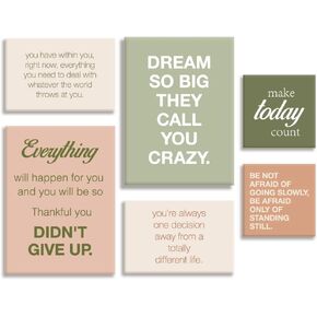 YEOION Inspirational Canvas Wall Art for Office,Motivational Quotes Canvas Wall Art,Positive Sayings Wall Decor for Office Bedroom,Office Canvas Wall Art Set of 6