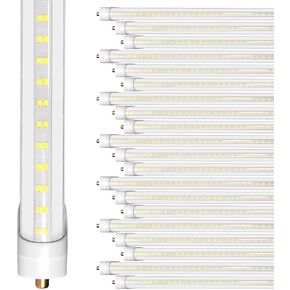 8ft LED Bulbs, 8 Foot LED Tube Light (20 Pack) 45W 6000lm 6500K, Super Bright,T8 Single Pin FA8 Lights, Clear Cover,8 Foot LED Bulbs to Replace T8 T12 T10 Fluorescent Light Bulbs