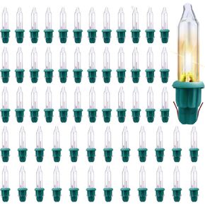 50pcs Christmas Tree Light Bulbs, 2.5 Volts / 0.425 Watt / 0.17 Ampere Christmas Mini Light Bulbs Replacement Incandescent Mini Light Bulbs for Indoor Outdoor Decor