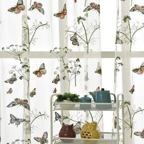 AiFish Embroidered Butterfly Window Semi Sheer Curtains for Kids Room Country Style Dandelion Pattern Room Divider Rod Pocket Tulle Gauze Voile Panel Drapes for Living Room 1 Panel W52 x L63 inch