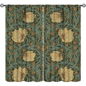 JESTRONRY Vintage Floral Curtains for Living Room,Window Treatments Bedroom Curtain, William Morris Art Style Home Decor Blackout Drapes 2 Panel Set W42xL45in