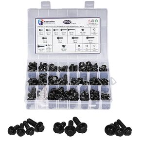Nuts and Bolts Assortment Kit, Machine Screw Phillips Pan Head Stainless Steel Hardware Assortment Kit with Assorted Screws, Nuts, Bolts and Washers（#4-40#6-32#8-32#10-24）Contains two Cross Head Drive