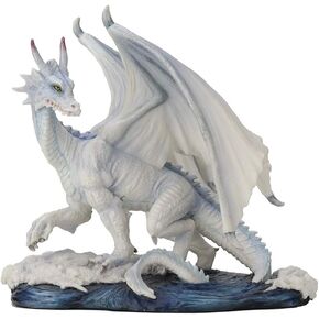 Veronese Design 7.5 Inch Glacial White Dragon Mythical Monster Polyresin Hand Painted Drake Figurine Statue