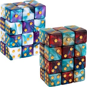 48 Pieces 12mm Marble D6 Dice Polyhedral 6 Sided Dice Square Corner MTG Dice Set for Table Game RPG DND Tenzi Farkle or Math Learning