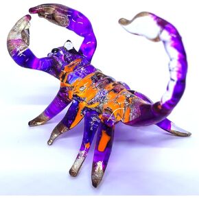 Scorpion Miniature Figurines Animals Hand Blown Glass Art Collectible Gift Decorate (Clear Gold Smaller)