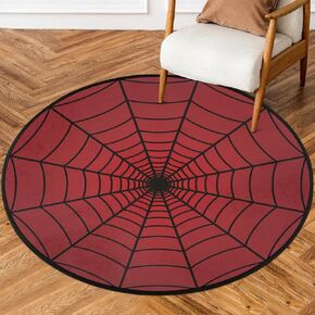 Spider Web Rug for Kids Bedroom Boys, Round Gamer Rug for Boys Room, Washable Non-Slip Circular Rug Carpet 5 Ft, Kids Area Rugs for Bedroom Playroom Nursery