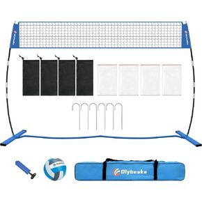 Upgraded Stable Freestanding Volleyball Training Net 12FT for Indoor Outdoor, Height Adjustable Portable Volleyball Practice Net with PU Volleyball, Carry Bag, Stakes