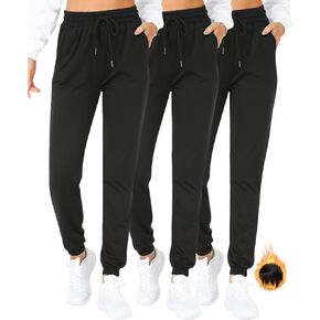 ZENEX Women's Fleece Lined Sweatpant with Pockets,Thermal Joggers for Women Running Casual Pants