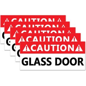 Caution Glass Door Sign Decal,5 Pcs Per Pack