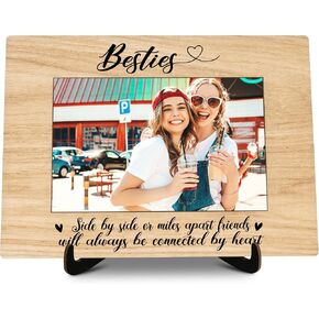 Best Friends Pictures Frame, Besties Photo Frame with Stand, Soul Sister Gifts for Women Friends BFF, Farmhouse Home Living Room Bedroom Office Decoration -a41