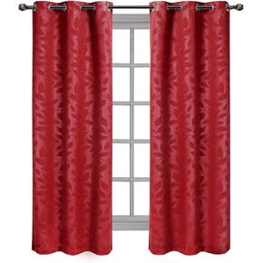 Royal Hotel Bedding Virginia Red Grommet Blackout Weave Embossed Window Curtain Panels, Pair/Set of 2 Panels, 37x84 inches Each