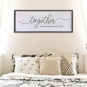 Together Is My Favorite Place to Be Sign Wall Decor 32"X12" Bedroom Above Bed Rustic Large Beautiful Home Master Room Beautiful Soild Wood Framed Over Bed Hanging Couple Wall Art (Wood)