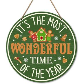 Christmas Gingerbread Baking Decorations Indoor, Winter Decorations for Home Kitchen Dining Room, Christmas Wall Hanging Xmas Decorations, Wonderful Time of The Year