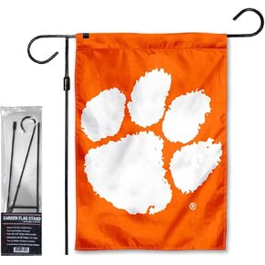College Flags & Banners Co. Clemson Tigers Paw Garden Banner Flag with Stand Pole Holder