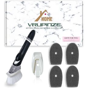 Dish Wand with 1 Dish Brush and 4 Replacement Sponge Heads -Durable Refills Sponge and Dish Scrubber with Soap Dispenser for Sink Pot Kitchen Cleaning
