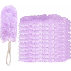 Disposable Dusters Refills 360 Degree Heavy Duty Dusters Refills Unscented Disposable Dusters for Cleaning-10 Counts with Short Handle,Purple