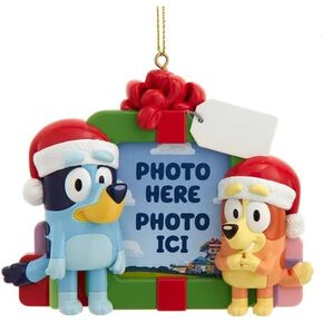 Durable Resin Bluey with Bingo Photo Frame Hanging Christmas Ornament 4 Inch