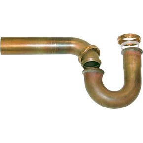 Westbrass D400G-RAW 1-1/2" 17 ga. Tubular Ground Joint P-Trap with Bell Flange, Unfinished