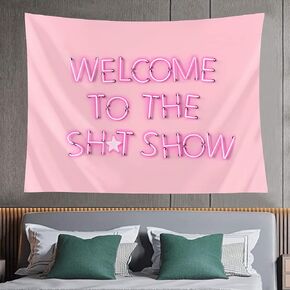 Demosayer Funny Tapestry for College Dorm Welcom To The Show Funny Tapestries for Bedroom Pink Wall Art Decor Poster 60"x40"