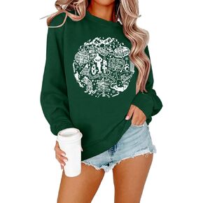 EGELEXY Christmas Sweatshirt Women Christmas Elf Shirts Outfits Christmas Ugly Long Sleeve Pullover Tops