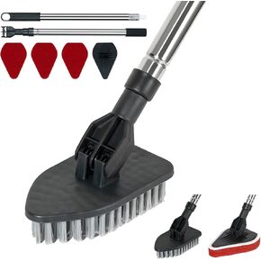 Shower Bathtub Tub & Tile Scrubber Cleaning Brush with Long Handle 46'' - 2 in 1 Scrub Brush Extendable Floor Brush with 3 Sponge & 1 Stiff Bristles Brush for Bathroom Toilet Kitchen Wall