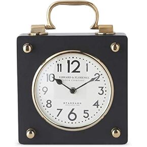 K&K Interiors 15637A 11.5 بوصة ساعة أوروبية معدنية مربعة باللونين الأسود والذهبي in Kuwait