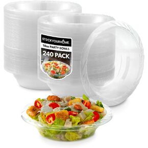 Stock Your Home (120-Count) Elegant 18 oz Clear Plastic Bowls for Parties, Large Disposable Bowl for Fancy Dinner or Cocktail Party, Soup and Salad, Thick and Sturdy
