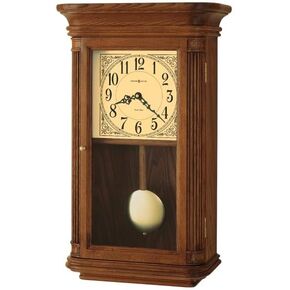 Howard Miller Millersburg Wall Clock II 549-527 – Oak Yorkshire Home Decor with Wood Pendulum, Brass Bob with Quartz, Dual-Chime Movement